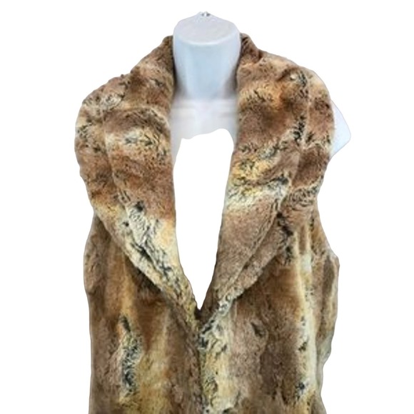 Alice + Olivia Beige and Brown Faux Fur Vest S P - Picture 3 of 7